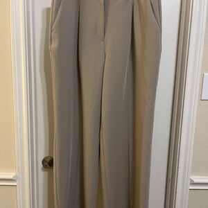 LOFT Tan Wide Leg Pants with Pleated Front